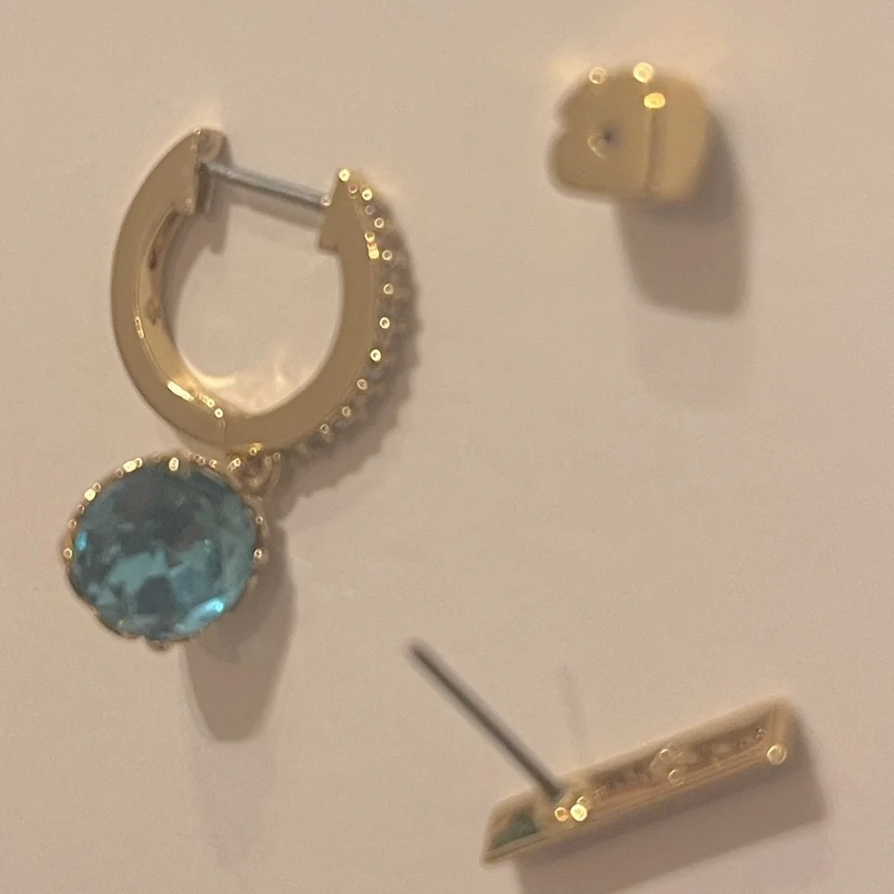 Kate spade mismatched earrings blue stone gold - Picture 6 of 10